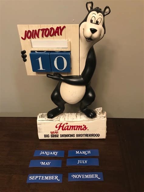 RARE VINTAGE HAMMS BIG BEAR BEER DRINKING BROTHER HOOD CALENDAR ...