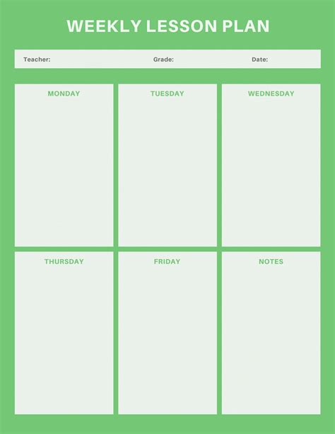 Weekly Lesson Plan 的图像结果