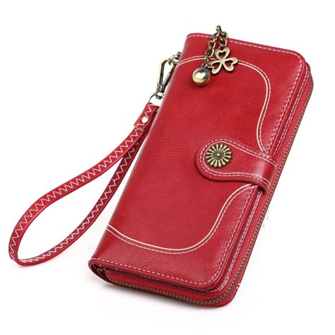 Women's Long Leather Cell Phone Wallet Large Capacity - Funiyou
