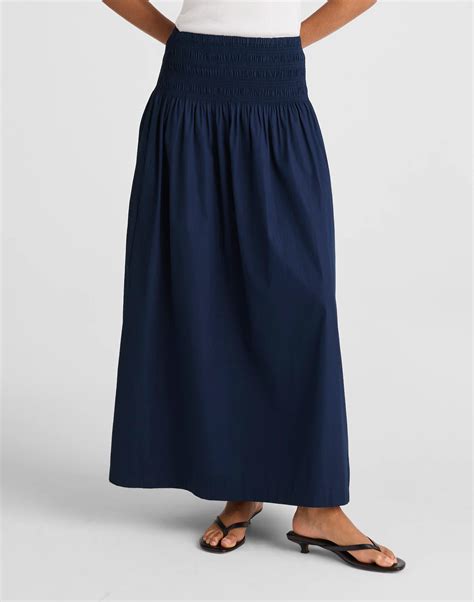 Smocked-Waist Poplin Midi Skirt | Madewell