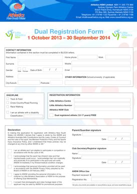 Fillable Online nswathletics org Dual Athlete Registration Form ...