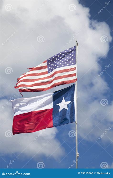 American Flag and Flag of Texas Stock Photo - Image of lone, daytime ...