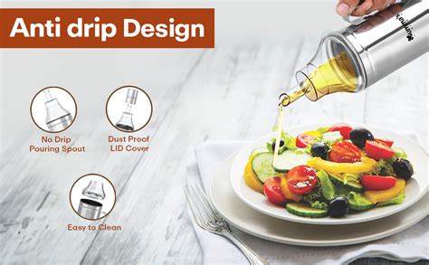 Mumma's LIFE Stainless Steel Oil Dispenser Bottle with Lid and Cap ...