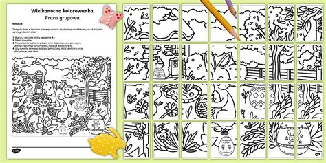 Wielkanoc do kolorowania | Kolorowanka do pracy w grupie