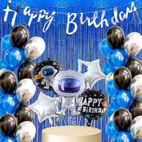House of Banter Astronaut Theme Birthday Decoration set of 52pc Balloon ...