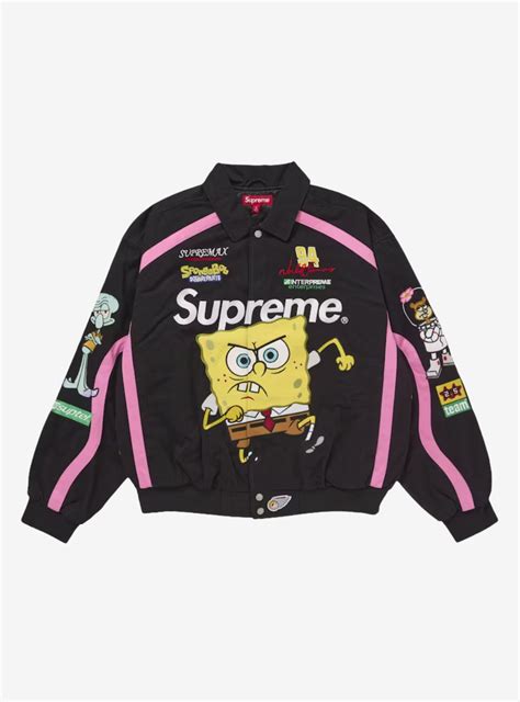 Supreme SpongeBob SquarePants Jeff Hamilton Racing Jacket Black ...