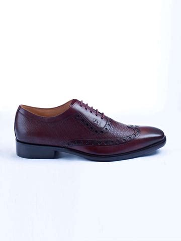 Oxford Lace Up Shoes With Broguing & Zm Embossed Leather Detail – Zest ...