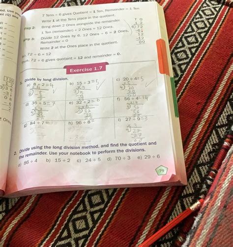 84÷7= h) 96÷8 i) 27÷9=3 9) 273 2. Divide using the long division method..