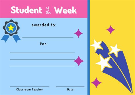 Student Of The Week Certificate Template
