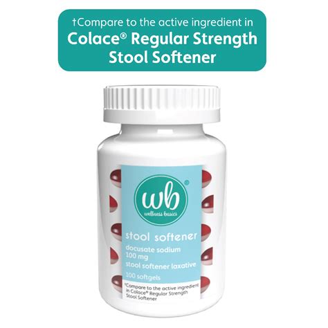 Wellness Basics Stool Softener with Docusate Sodium, 100 Count (Pack of ...