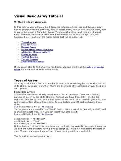 How to Make an Array in Visual Basic 的图像结果