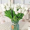 Buy TIED RIBBONS 5 Pcs Artificial Tulip Flowers Bunches for Vase (Cream ...
