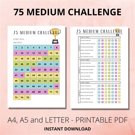 75 Day Challenge Printable - Printable Board Games