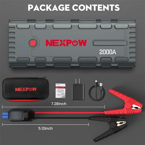 NEXPOW 2000A Peak Car Battery Jump Starter with USB India | Ubuy