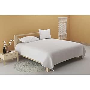 Fern by HomeStop Cotton Solid Bedsheet Set with 2 Pillow Covers (White ...