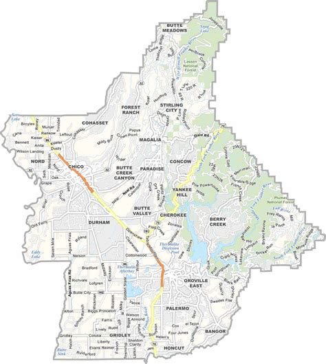 Where Is Butte County California Map Map Of Streams In Butte County,