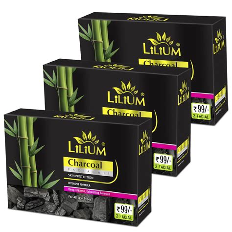 Lilium Charcoal Facial Kit Deep- Cleanse, Exfoliating Formula For Women ...