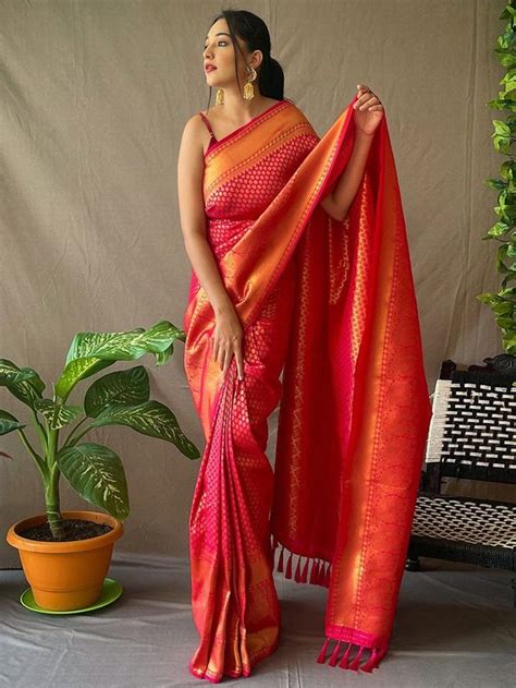 Buy Pink Zari Silk Blend Saree | MSL-KFL-249003/MSL7 | The loom