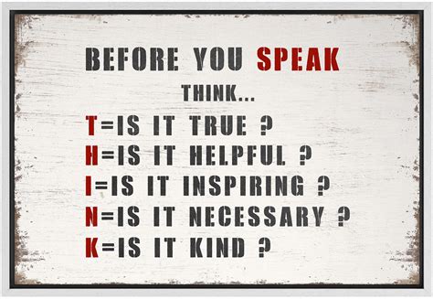 IDEA4WALL Framed Canvas Print THINK Acronym Inspirational Motivational Illustrations Wall Art ...