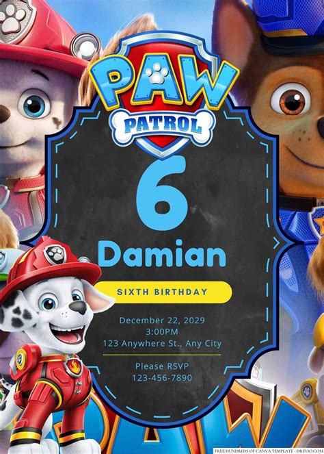 Paw patrol invitation templates editable with ms word – Artofit