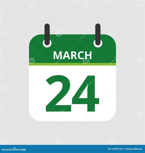 Calendar 24th of March stock vector. Illustration of event - 134787731