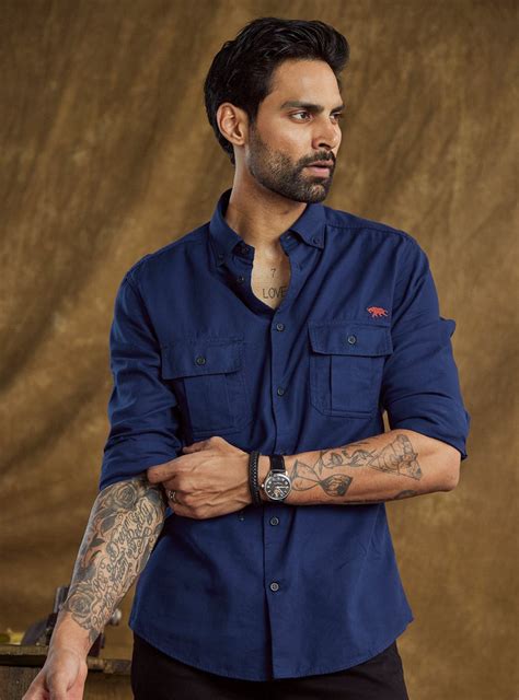 Buy Blue Moon Explorer | Casual Indigo Solid Shirts for Men Online ...