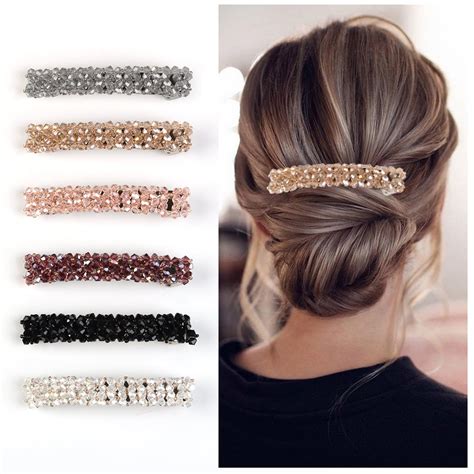 6PCS Hair Barrette Rhinestone Hair Clip Decorative Hair Side Clip Hair ...