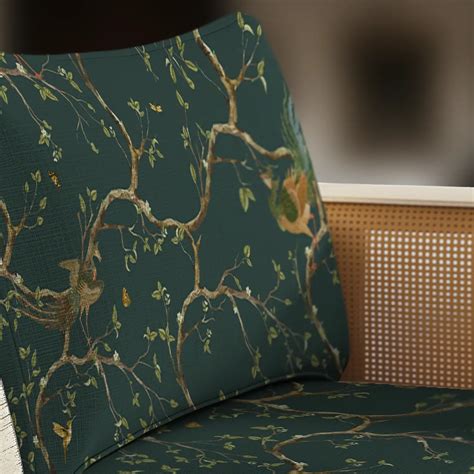 Phoenix Chinoiserie Sofa and Chairs Upholstery Fabric Bottle Green Col ...