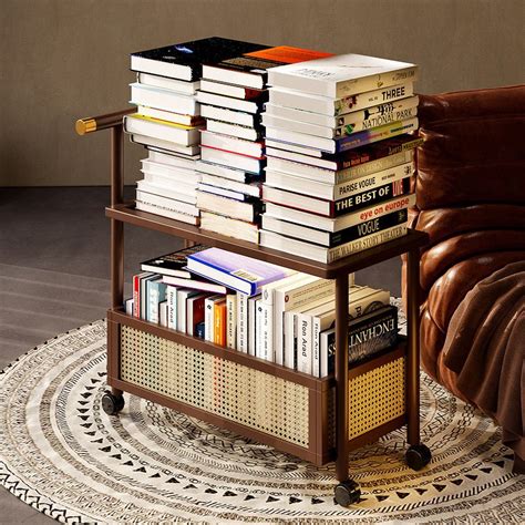 Multipurpose 2-Tier Modern Side Table Cart with Armrests (50cm)