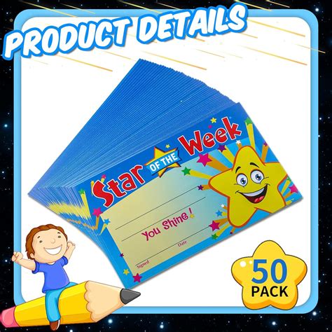 Buy 50 Pack Recognition Awards Star Student Certificates Student Awards ...