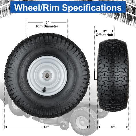 Snapklik.com : 15x6.00-6 Lawn Mower Tires, 4 Ply Tubeless Lawn Mower ...