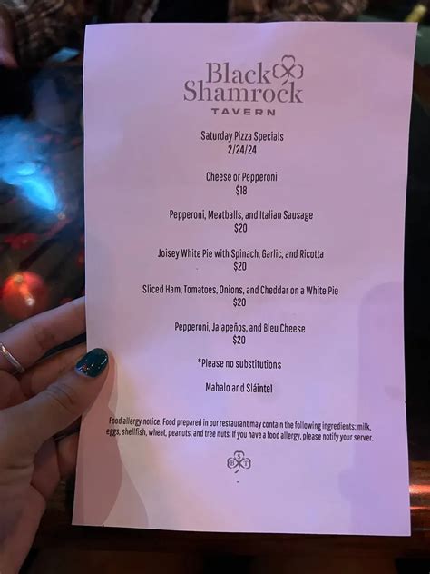 Black Shamrock Tavern Menu - Updated October 2025