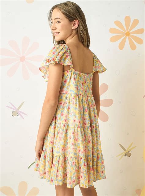 Buy Girls Floral Printed Tiered Dress Online at just Rs. 1099.0 ...