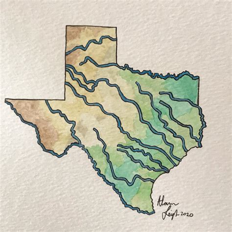 Texas Rivers Map, State of Texas, Texas Art - Etsy