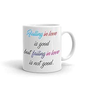 Buy AQSI Ceramic Microwave Safe Coffee Mug Falling in Love is Good ...