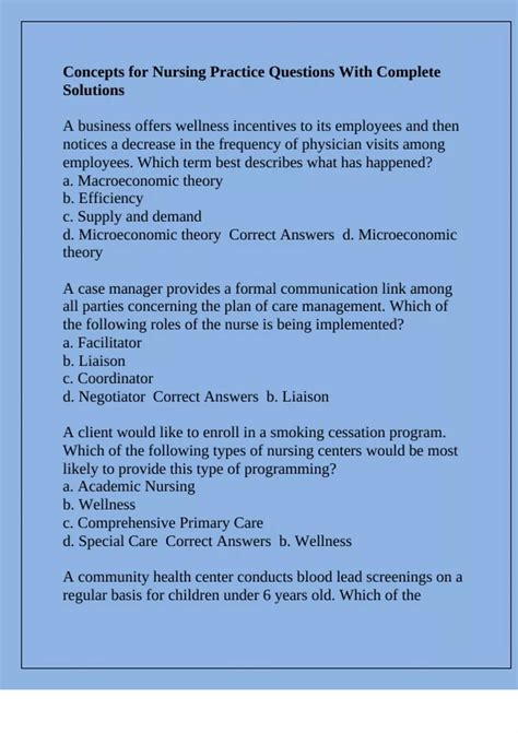 Concepts for Nursing Practice Questions With Complete Solutions ...