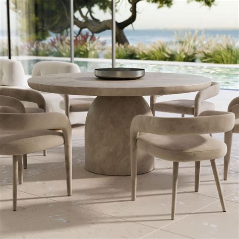 Concrete Round Dining Table with Modern Chairs | Contemporary patio ...