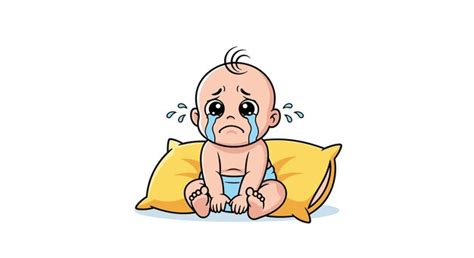Crying baby sitting on a pillow | Premium AI-generated vector