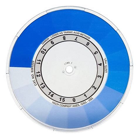 HACH, 0 to 15 mg/L/0 to 150 mg/L, 9263200, Tannin Lignin Color Disc ...