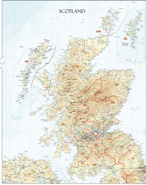 Buy Scotland Postcode Areas Wall Map (AR1) - 27.75 x 34.75 Laminated ...