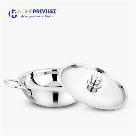 Stainless Steel Triply Kadhai with SS Lid – Homeprivilez