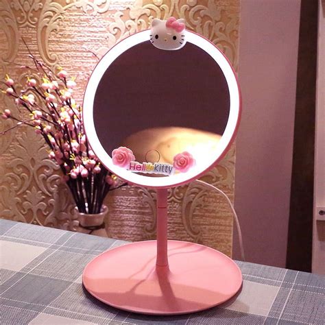 Kawaii Sanrio Hello Kitty Led Mirror Anime Figure Intelligent Desktop ...
