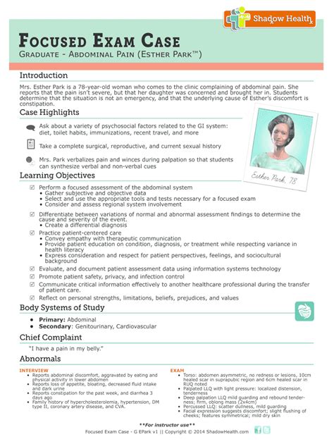 Shadow Health Abdominal Pain - Fill Online, Printable, Fillable, Blank ...