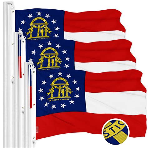 G128 3 Pack: Georgia GA State Flag | 6x10 Ft | ToughWeave Series Embro ...