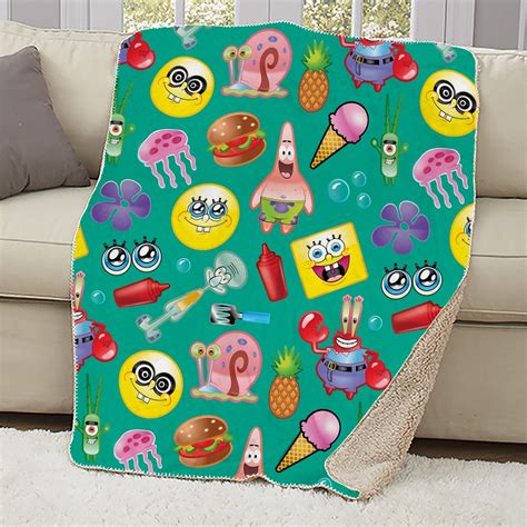 SpongeBob SquarePants Emojis Sherpa Blanket - The Official Paramount ...