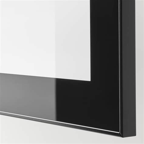 BESTÅ wall-mounted cabinet combination, black-brown/Glassvik black ...