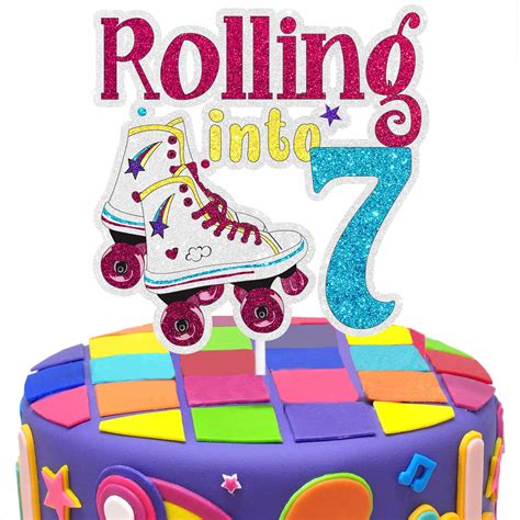 Buy Roller skating 7th Birthday Cake Topper - Roller Theme Boy girl ...