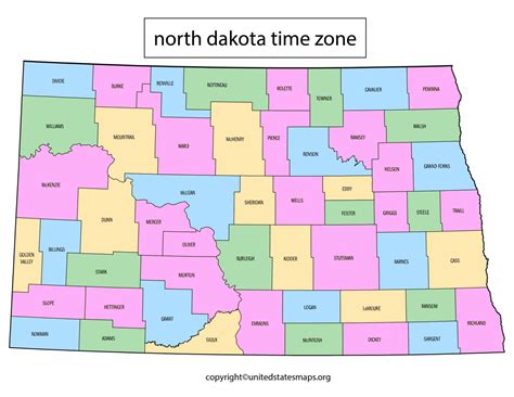 North Dakota Time Zone Map | US Time Zone Map North Dakota