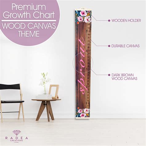Buy Growth Chart for Kids (25cm x 183cm) – Modern Brown Wood Canvas ...