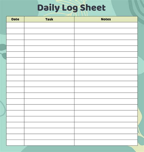 Image result for Free Printable Daily Log